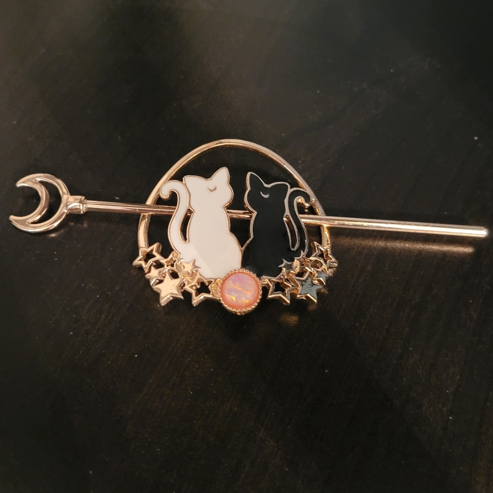 Sailor Moon Cat Hair Pin Luna and Artemis